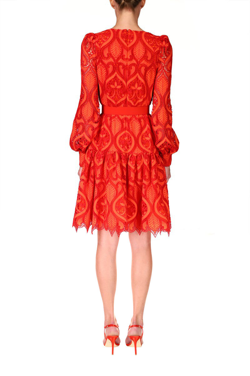 Red Orange | Red and Orange Knee-Length Cocktail Dress