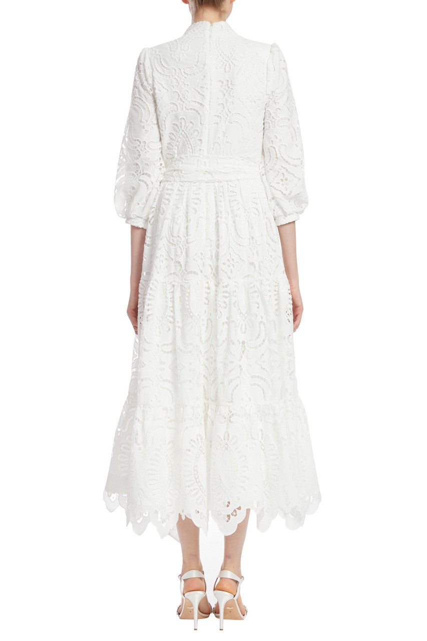 White | Lace Tiered Cocktail Dress