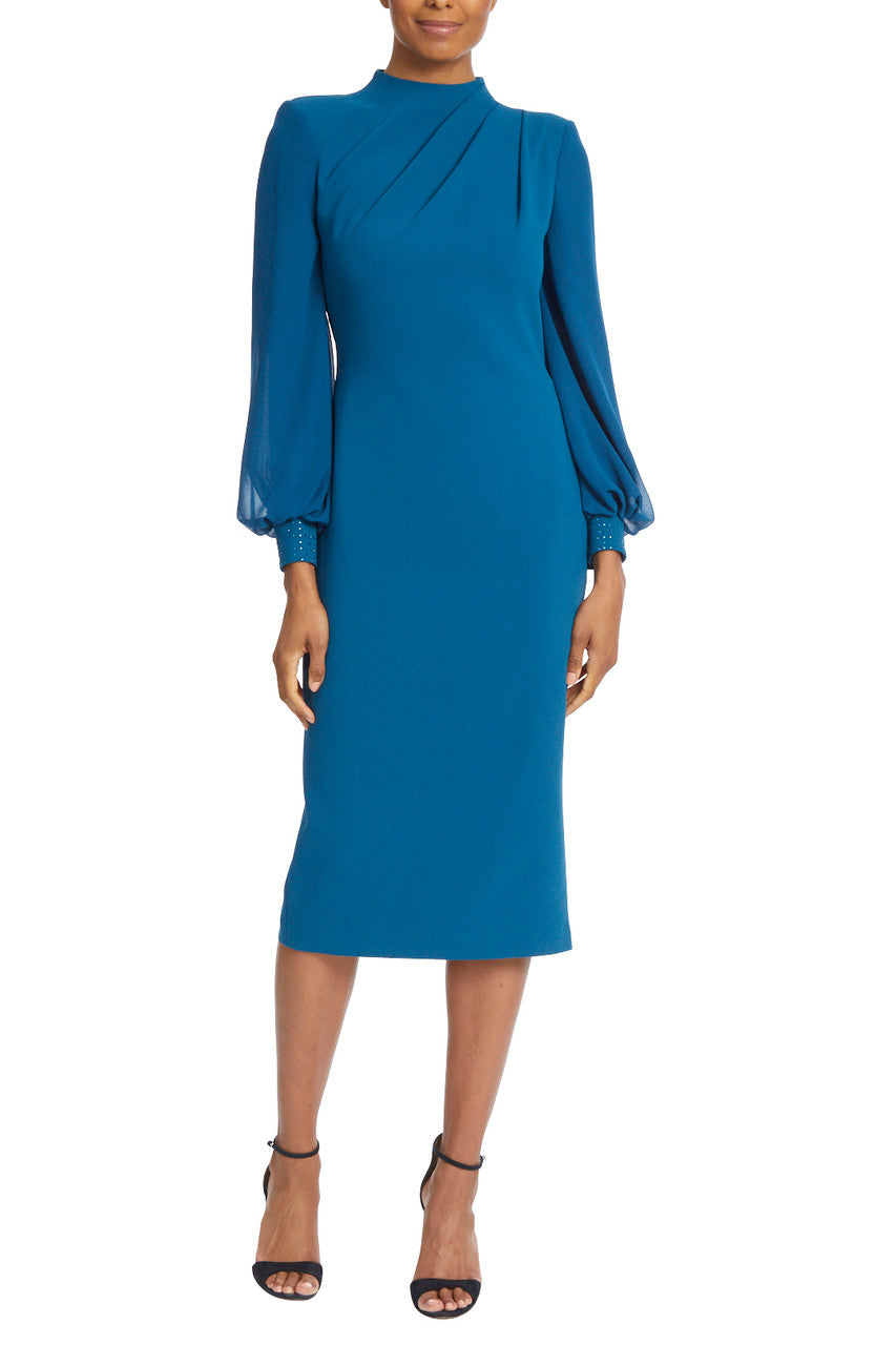 Teal | Pleated Neck Cocktail Dress