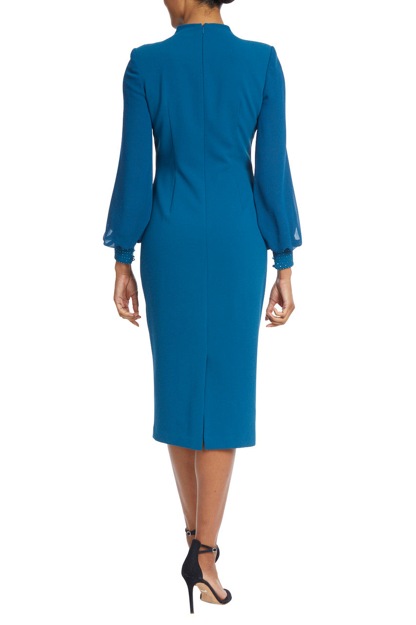 Teal | Pleated Neck Cocktail Dress