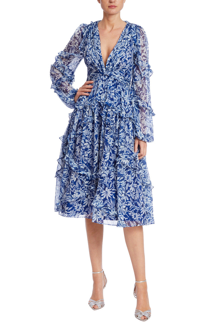 BlueBerry | Floral Deep-V Party Dress