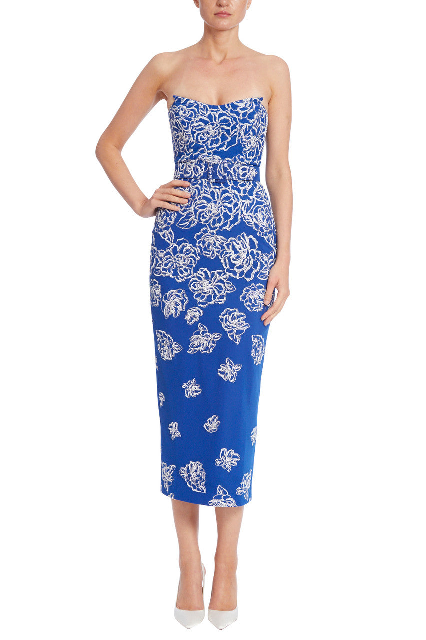 BlueBerry | Floral Beaded Strapless Cocktail Dress