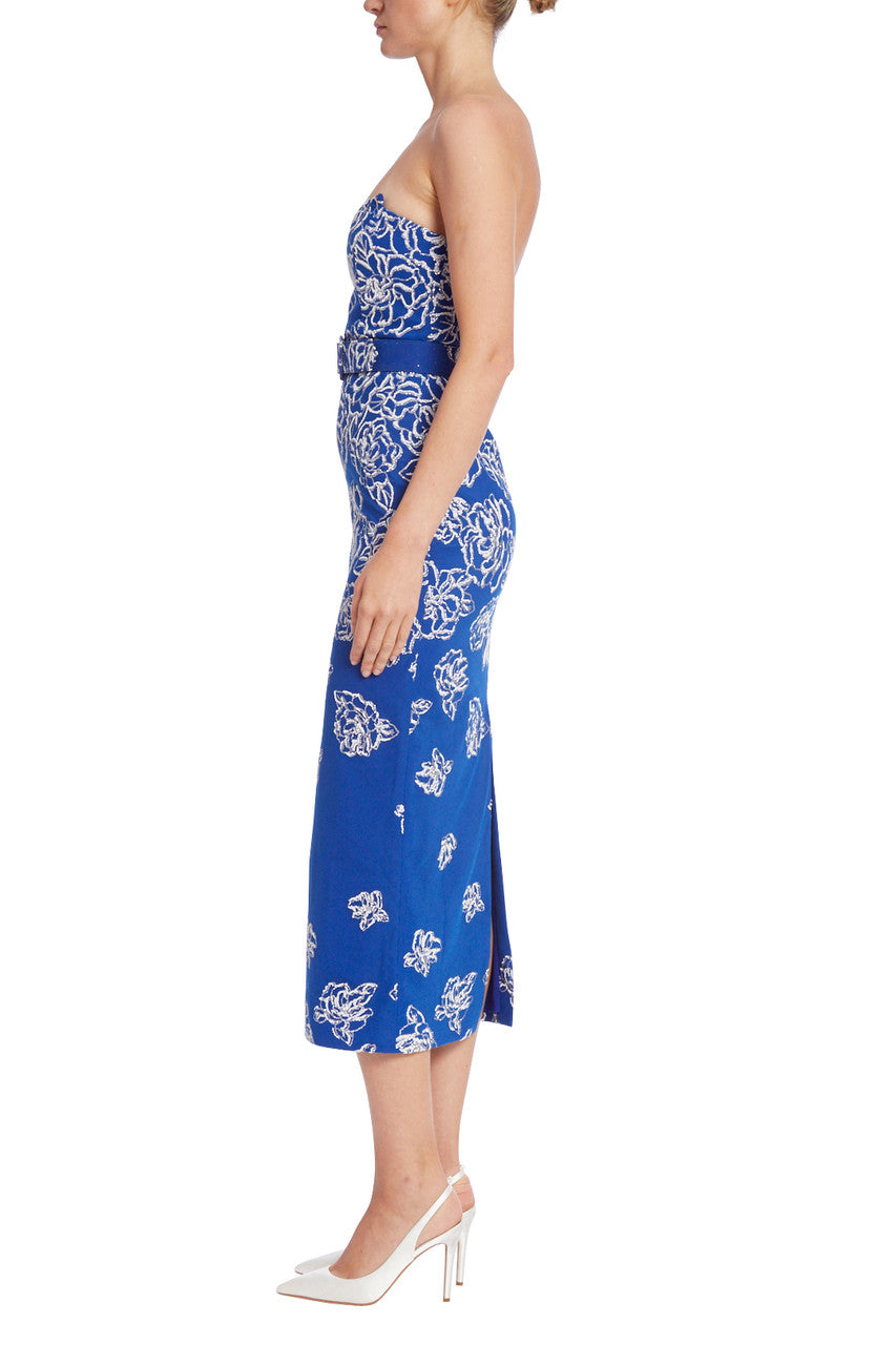 BlueBerry | Floral Beaded Strapless Cocktail Dress