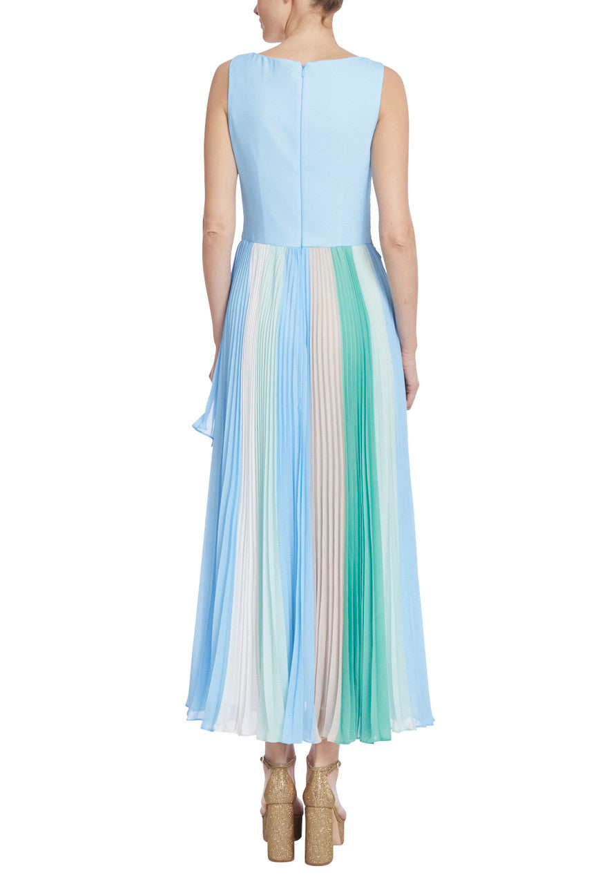 Mint Multi | Rainbow Pastel Pleated High-Low Dress