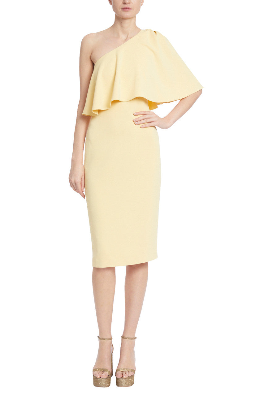 Buttercream | Dress with One Shoulder Cape Sleeve