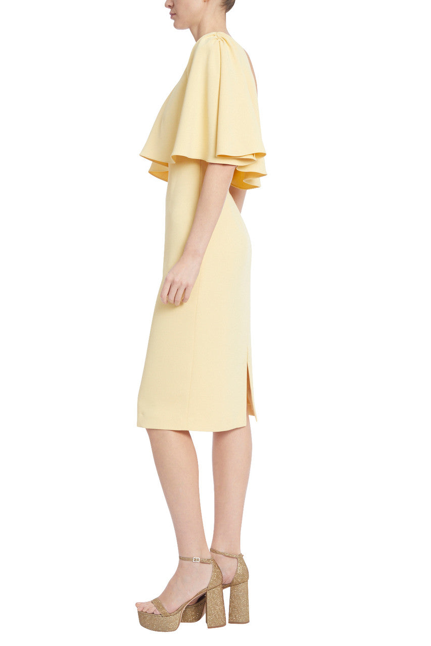 Buttercream | Dress with One Shoulder Cape Sleeve