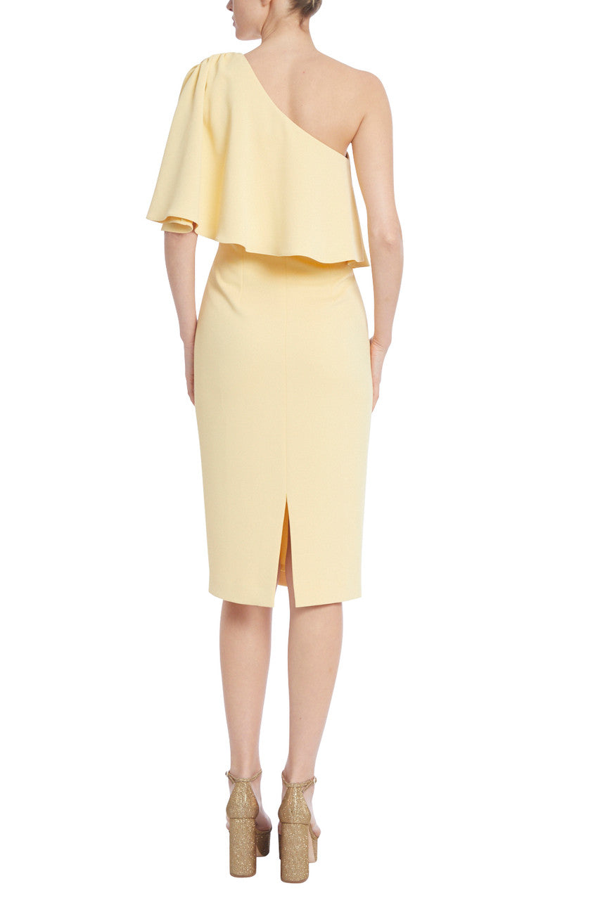 Buttercream | Dress with One Shoulder Cape Sleeve