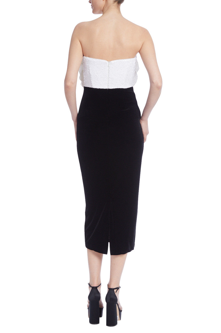Black White | Two-Tone Rosette Bodice Cocktail Dress