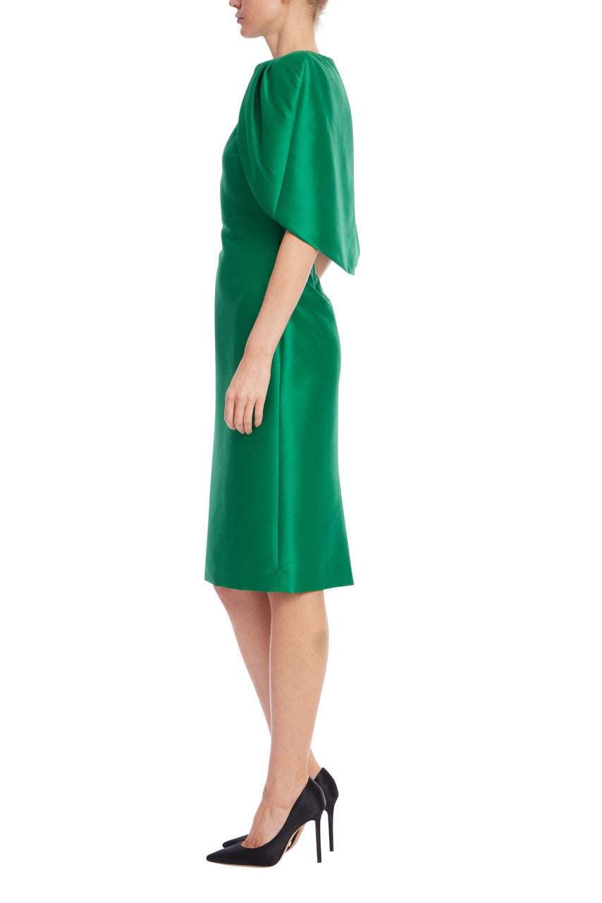 Emerald | Cape Shoulder Cocktail Sheath Dress Side