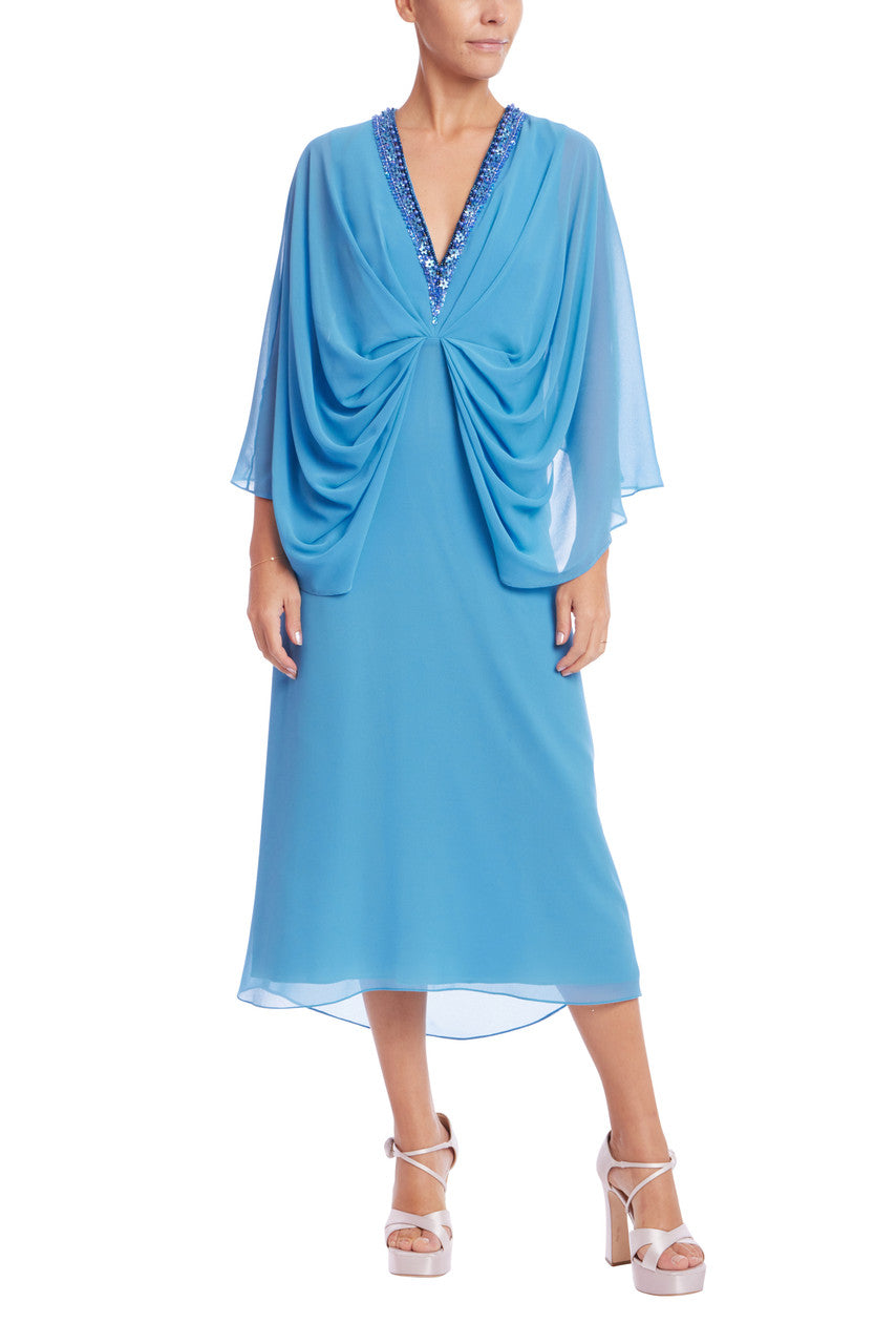 Azure | Embellished Neck Dolman Caftan Front
