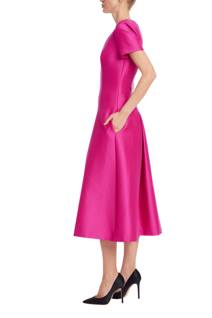 Cap Sleeve Pleated Fit-and-Flare Midi Dress Cap Sleeve Pleated Fit-and-Flare Midi Dress