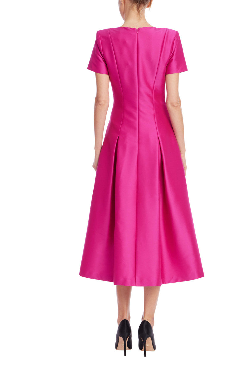 Cap Sleeve Pleated Fit-and-Flare Midi Dress by Badgley Mischka Cap Sleeve Pleated Fit-and-Flare Midi Dress by Badgley Mischka
