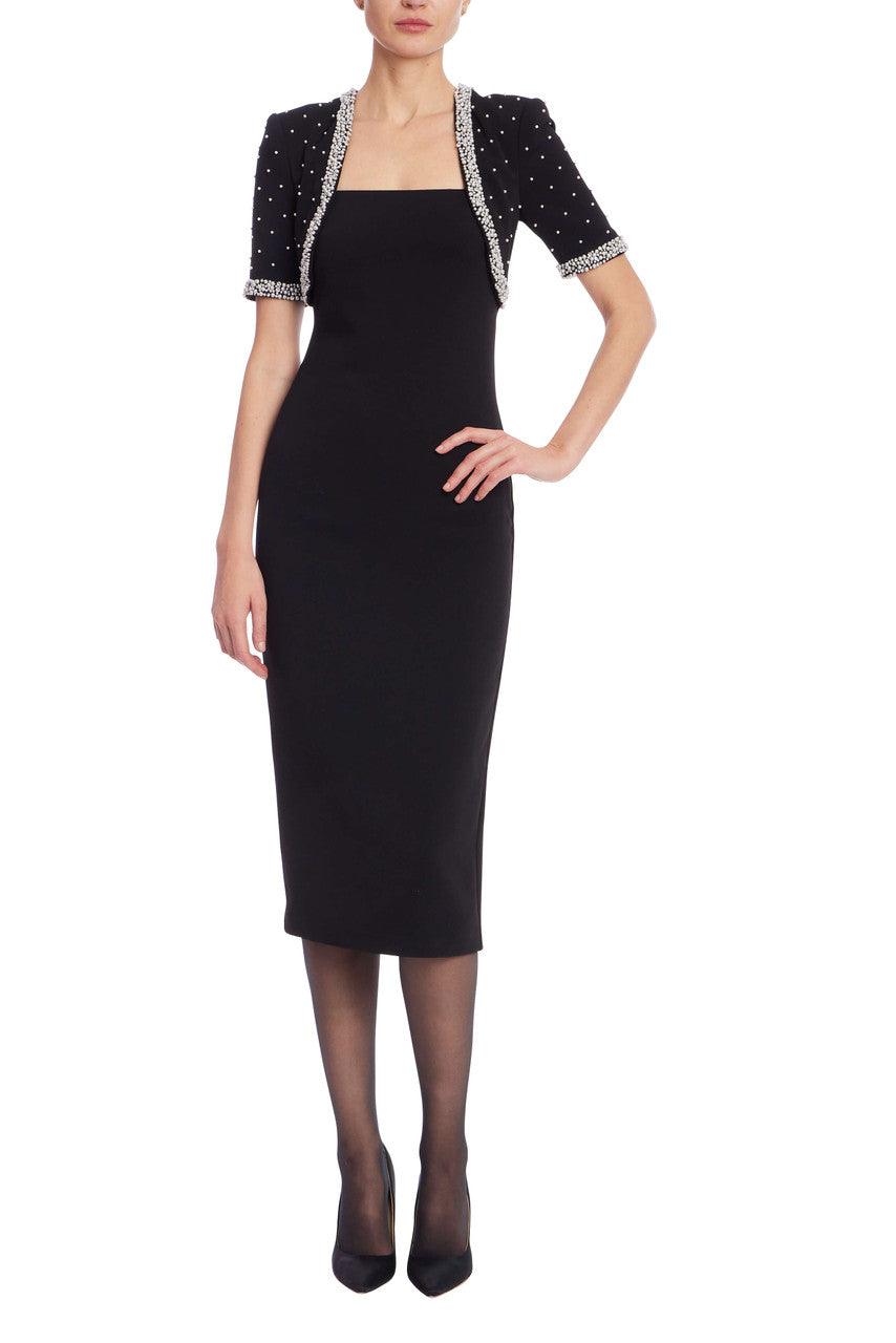 Square Neck Sheath Dress with Embellished Bolero by Badgley Mischka Square Neck Sheath Dress with Embellished Bolero by Badgley Mischka