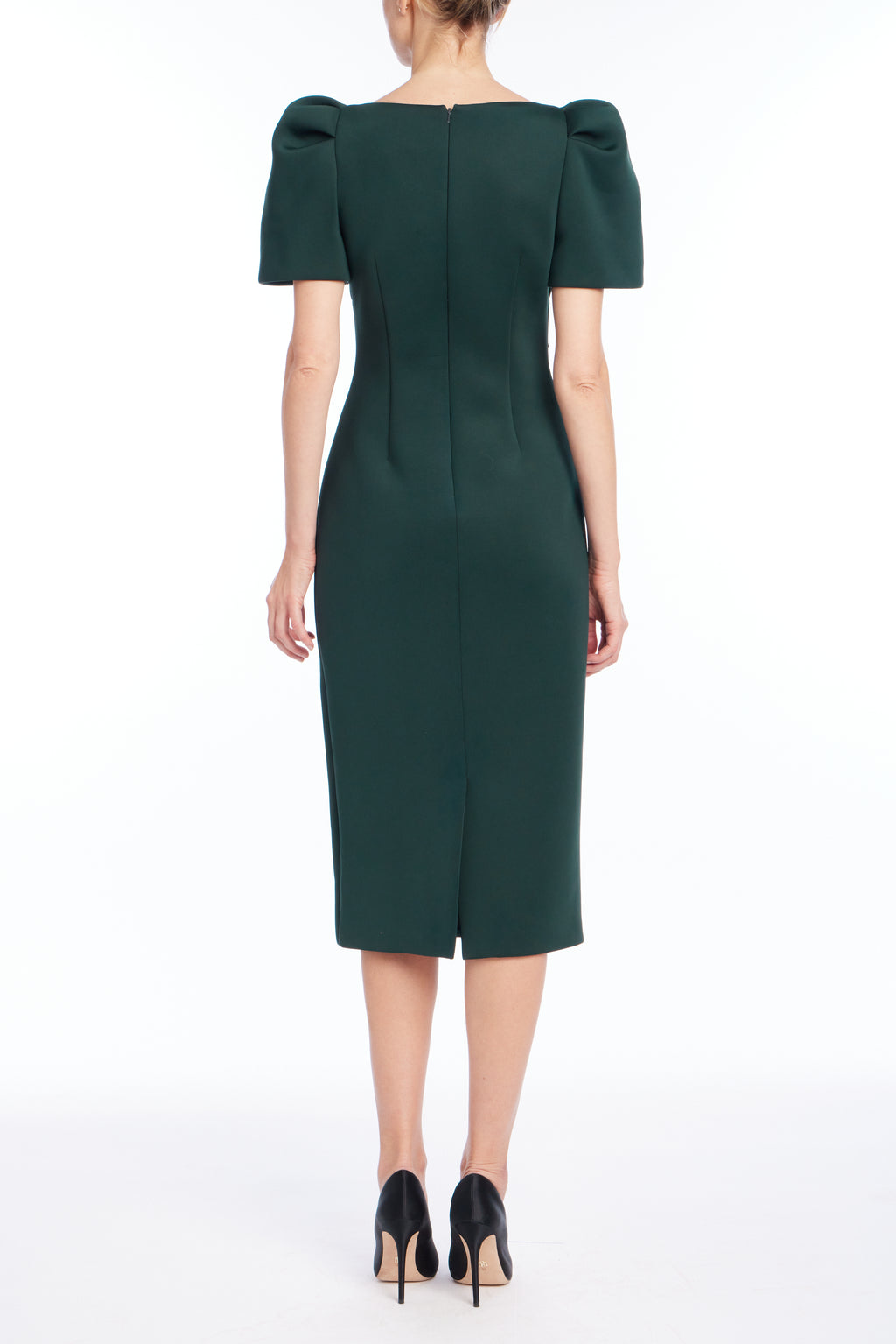 Forest Green | Laser Cut Embroidered Cocktail Dress Back