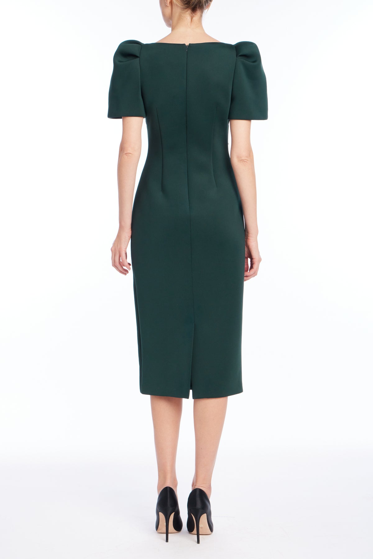 Forest Green | Laser Cut Embroidered Cocktail Dress Back