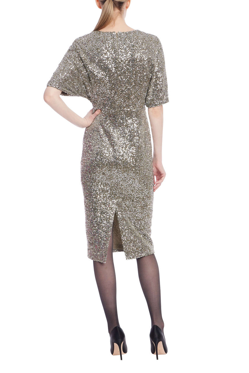 Short Sleeve Sequin Cocktail Dress by Badgley Mischka