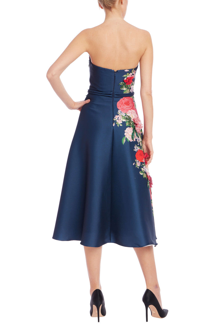 badgley mischka pleated a line midi dress Hallie Pleated Cotton Poplin Midi Dress by Jewel Badgley Mischka