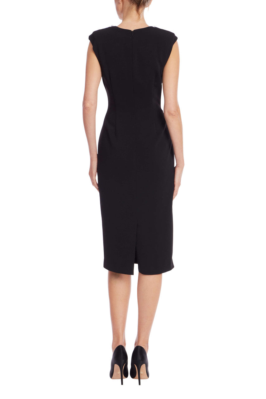 Embellished Neck Cap Sleeve Sheath Dress by Badgley Mischka