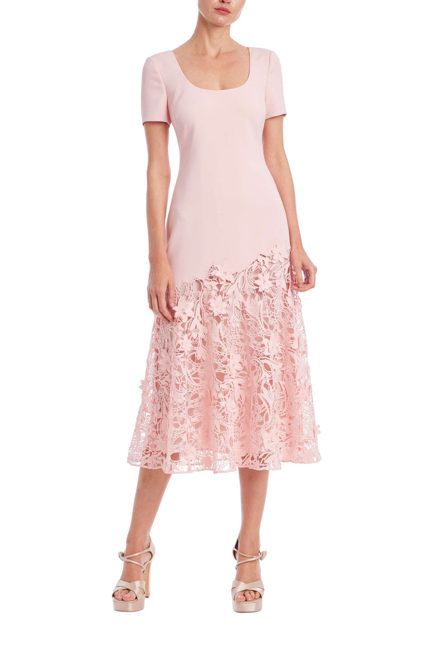 Badgley Mischka Women's Mixed Media Floral Lace Cocktail Dress - Pink