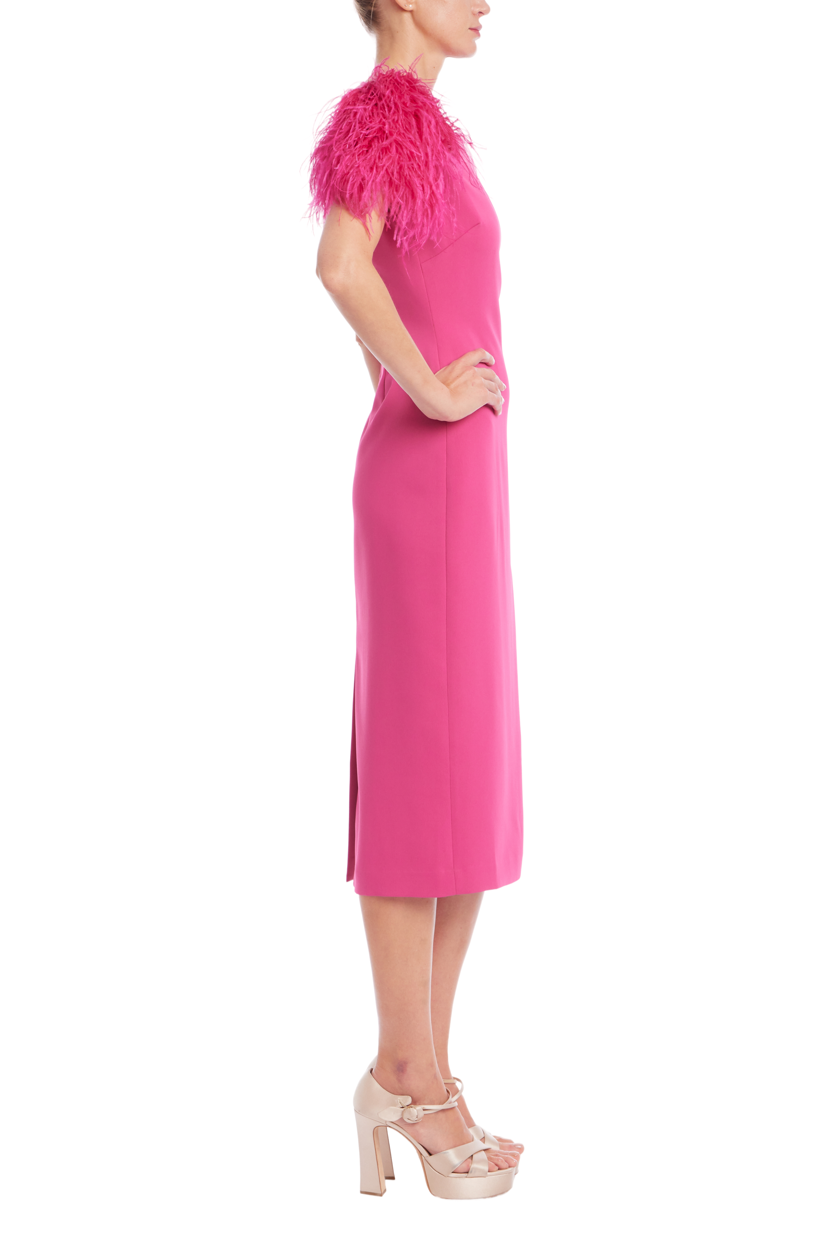 badgley mischka formal dresses sale Long Sleeve Faux Wrap Midi Shirt Dress by Badgley Mischka