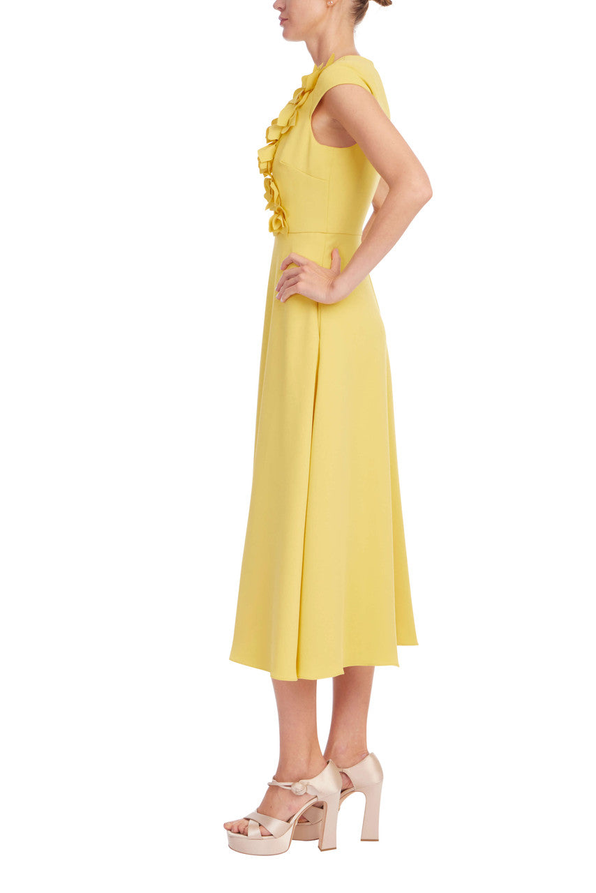 Marigold | Floral Appliqué Cap Sleeve Midi Dress Side