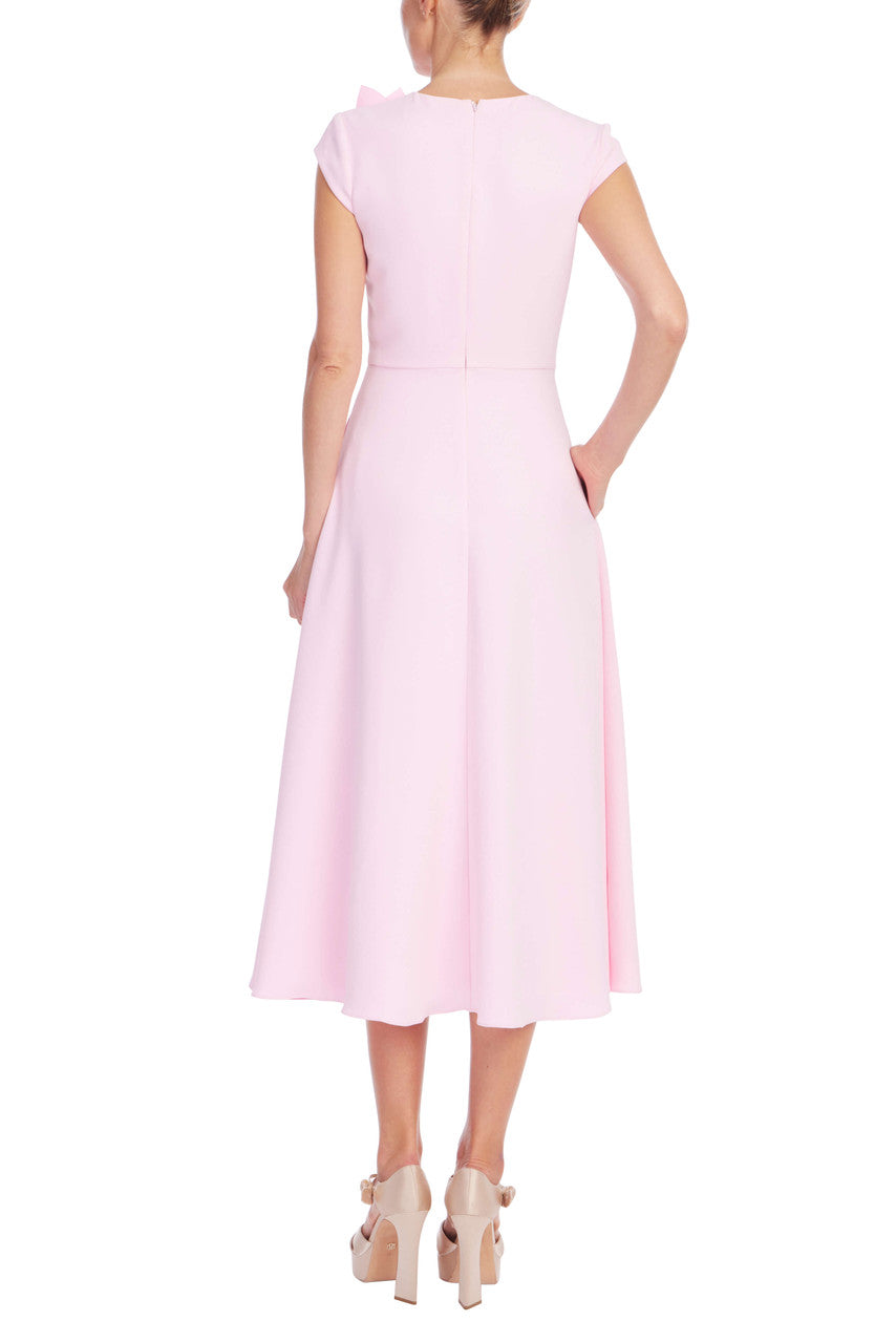 Peony | Floral Appliqué Cap Sleeve Midi Dress Back