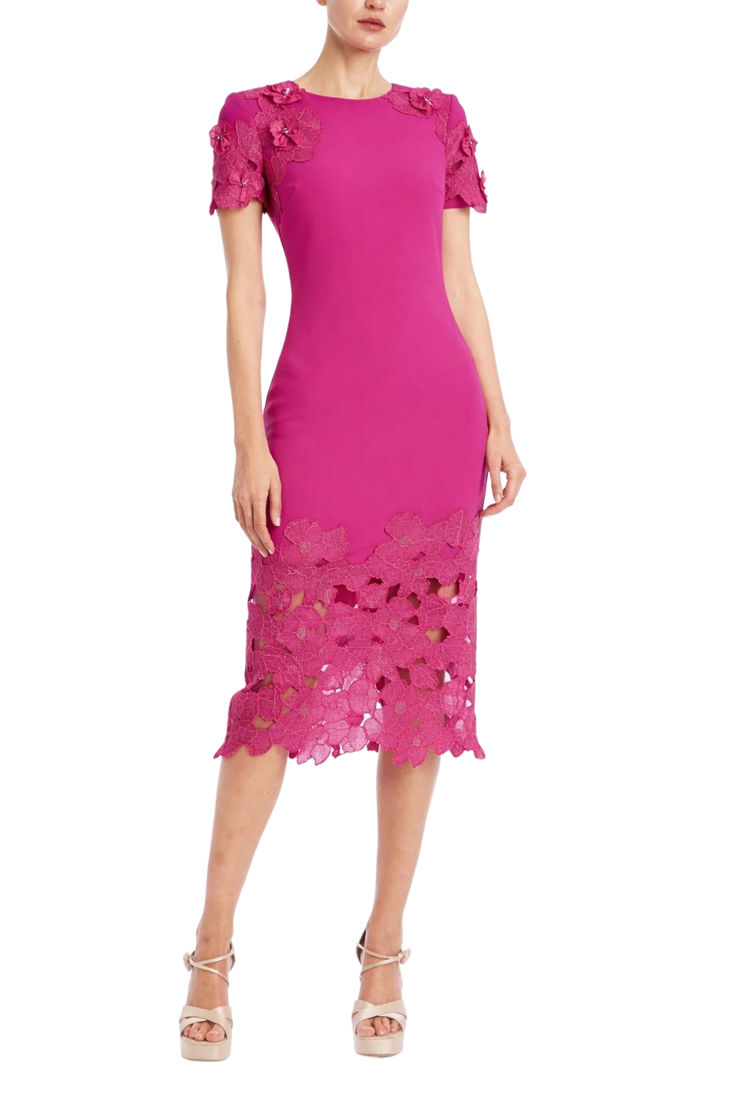 Badgley Mischka Mended Lace Hem Cocktail Dress