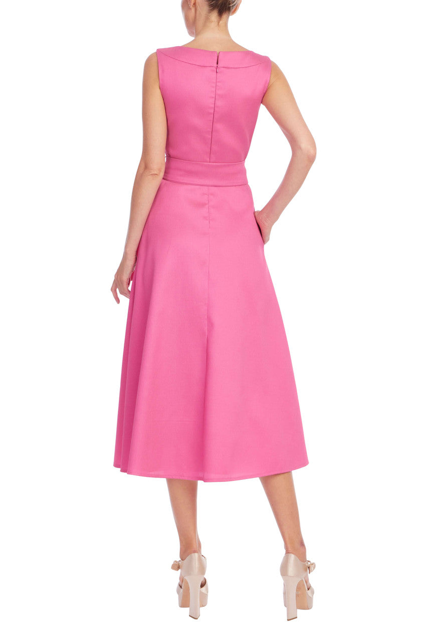 Boatneck Pebble Gazar A-Line Midi Dress by Badgley Mischka Boatneck Pebble Gazar A-Line Midi Dress by Badgley Mischka
