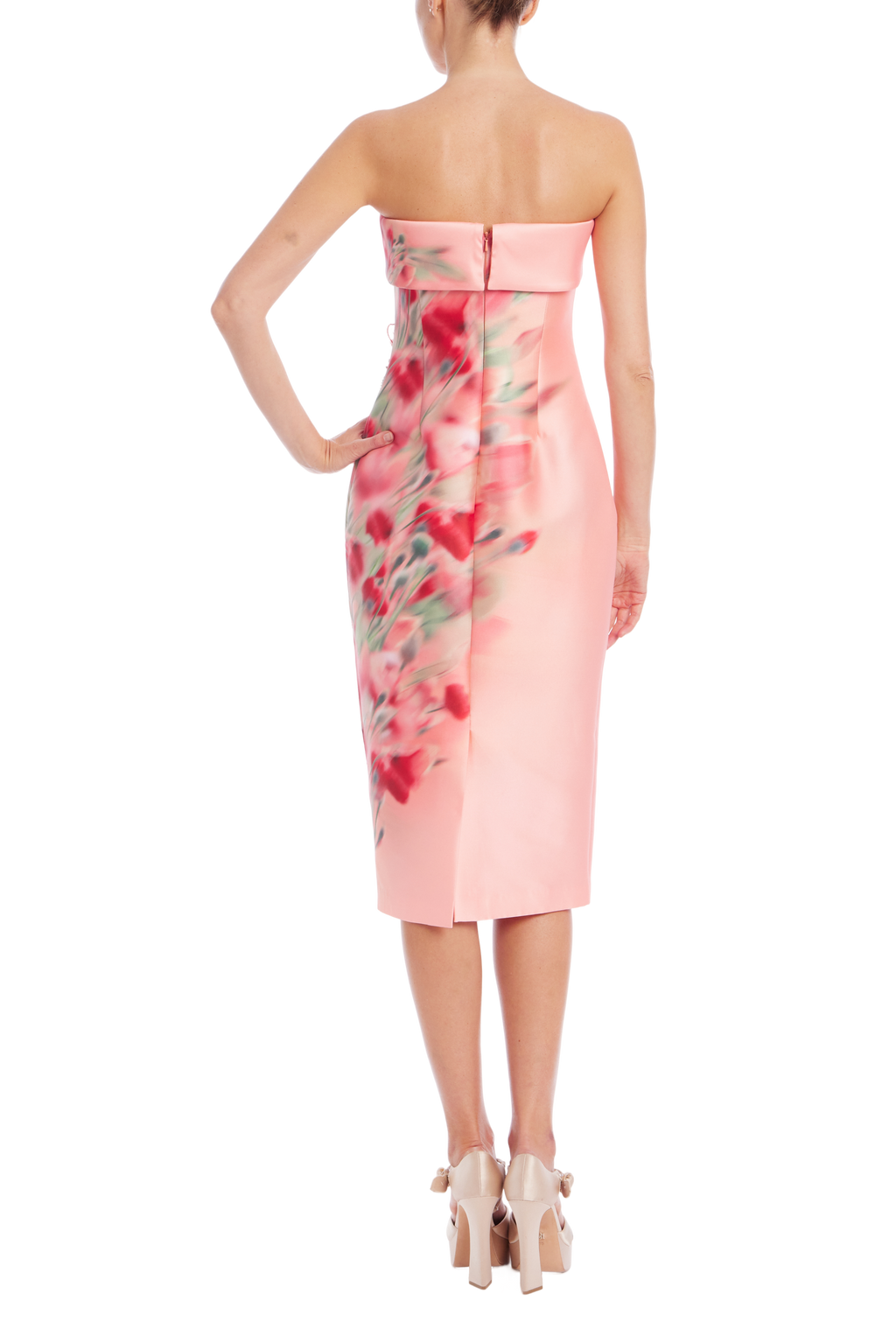 Strapless Beaded Floral Sheath Dress by Badgley Mischka