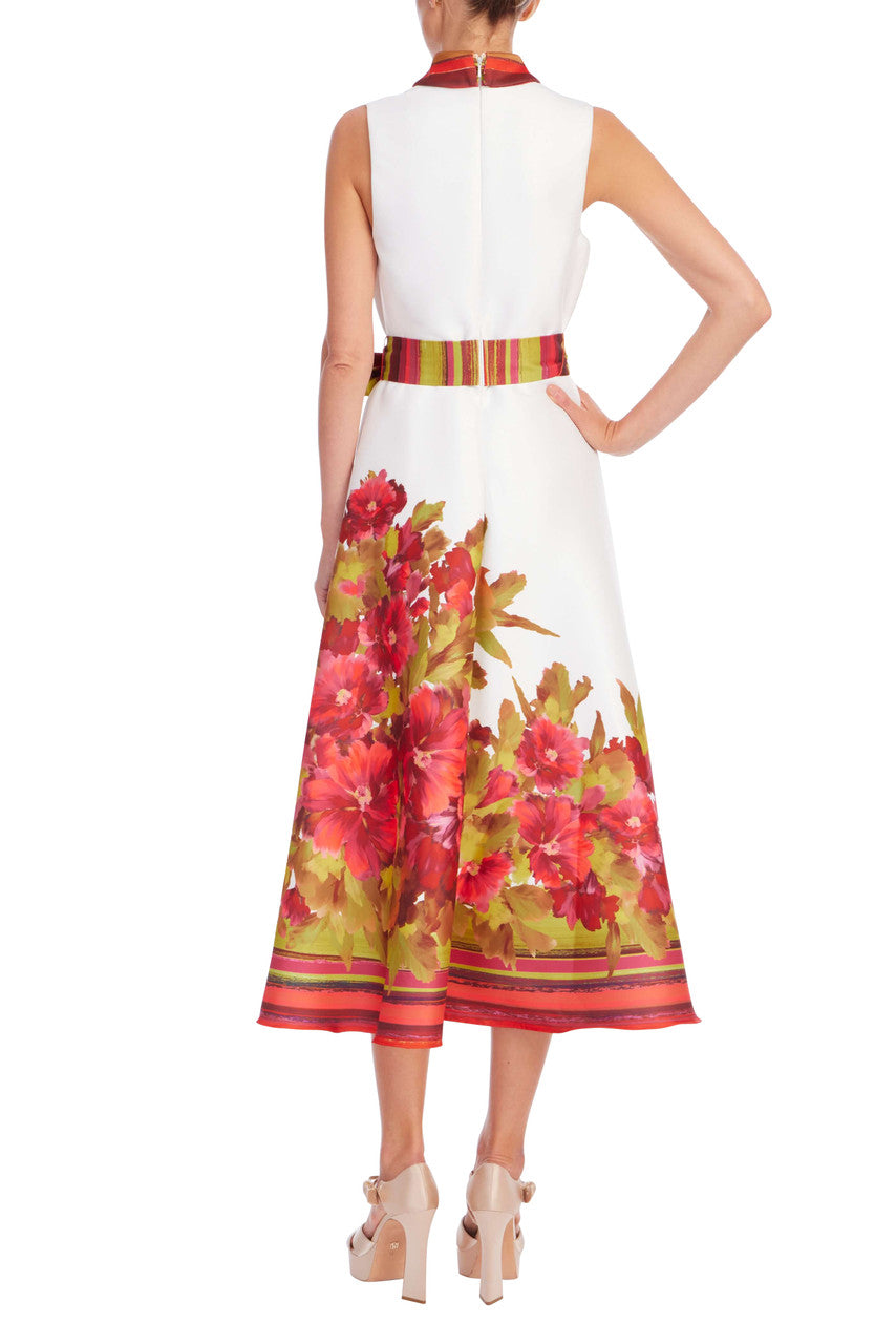 Floral Border Print Sleeveless Shirt Dress by Badgley Mischka Floral Border Print Sleeveless Shirt Dress by Badgley Mischka