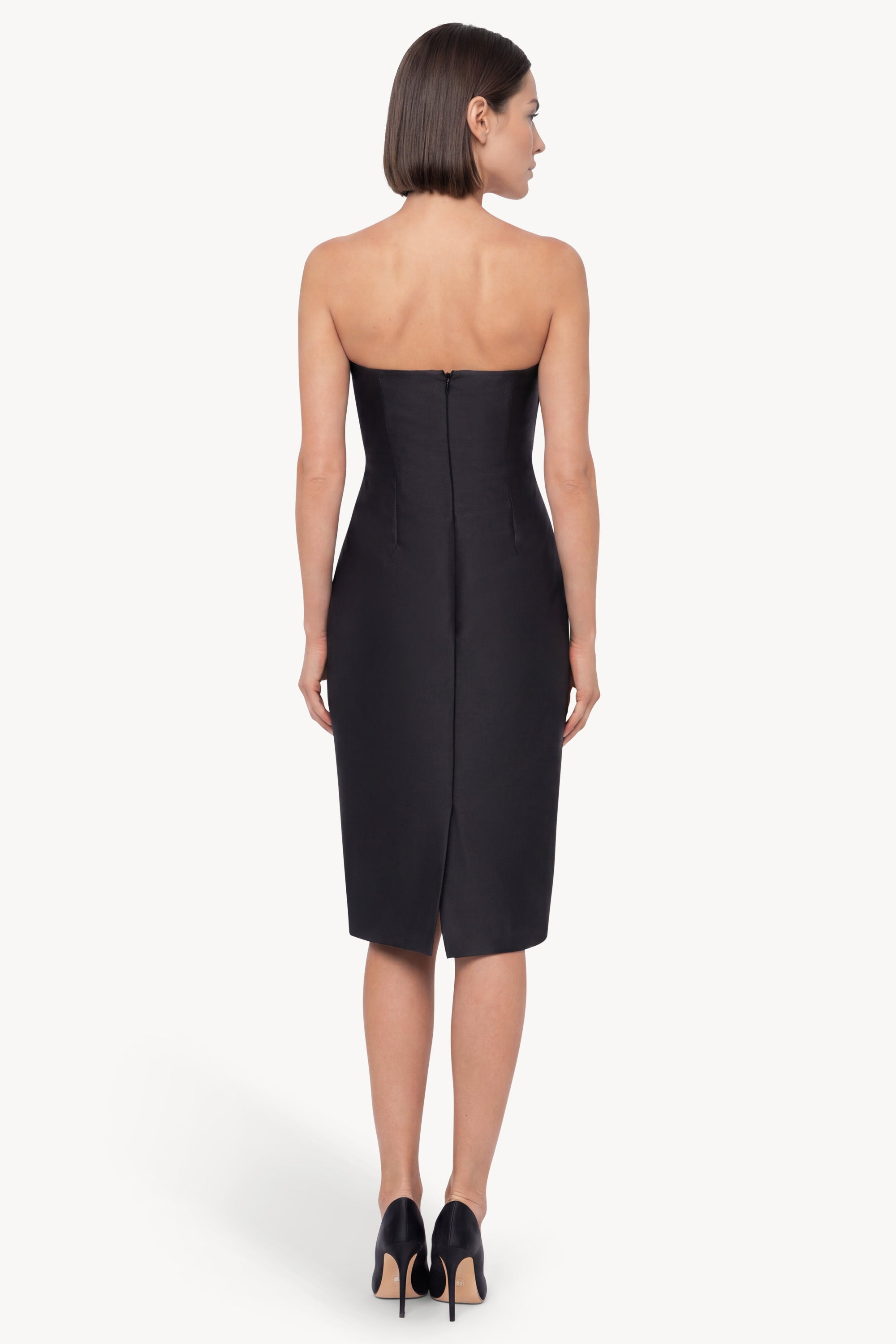 Badgley Mischka Floral Sheath Strapless Midi Dress, Black Mult, Women's, 2