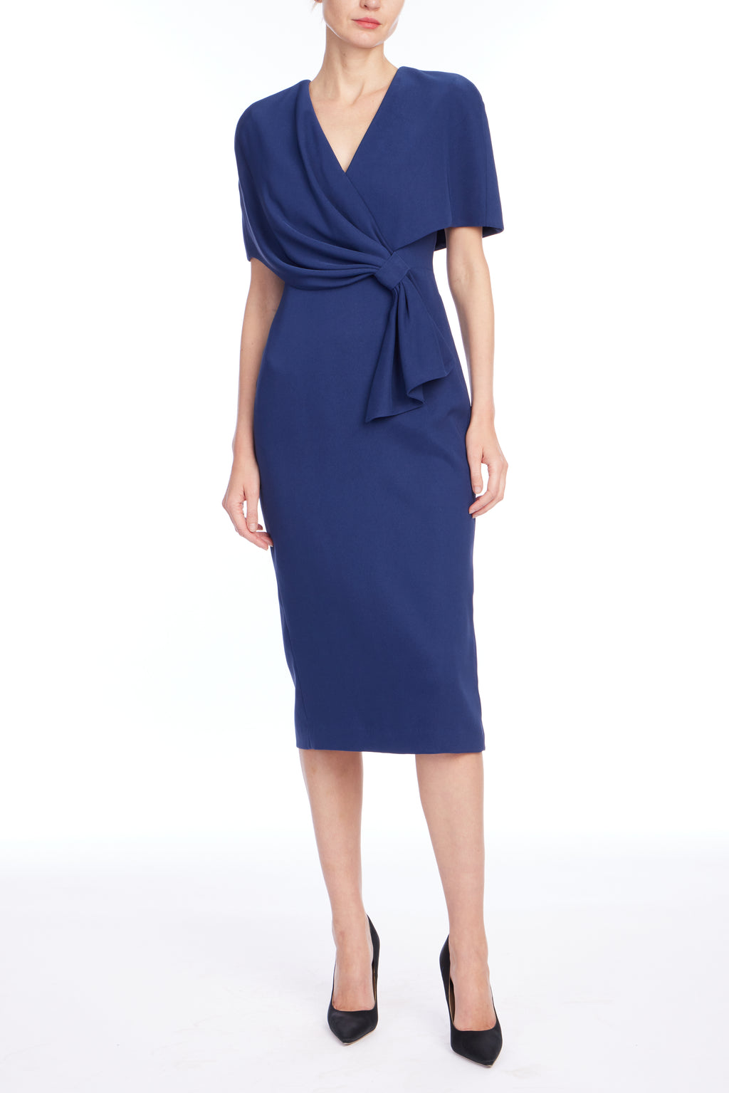 Admiral | Wrap Shoulder Sheath Cocktail Dress Front