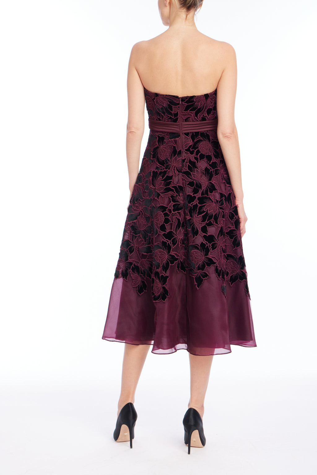 Wine | Velvet Lace Cocktail Dress Back