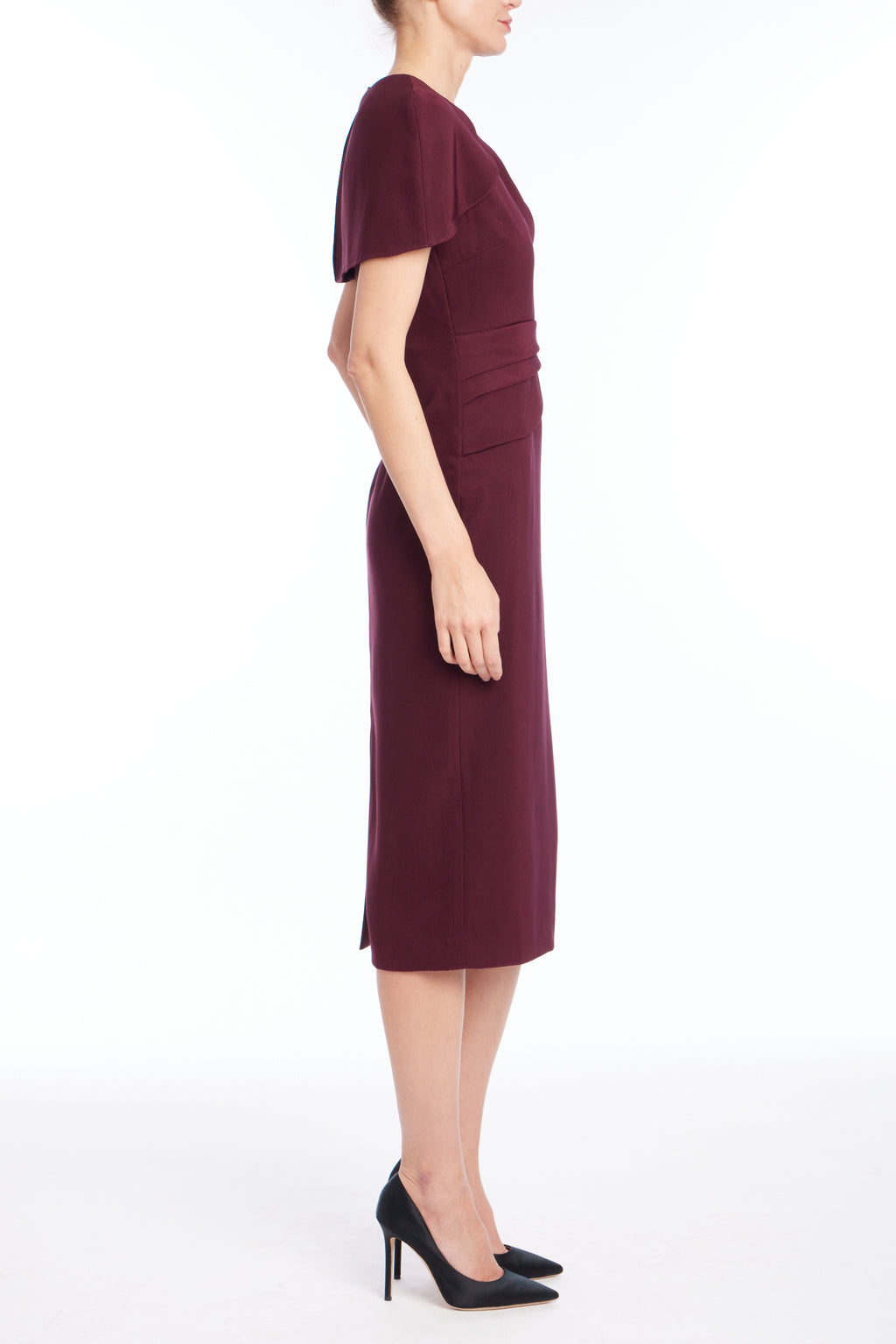 Wine | Loop Cape Cocktail Dress Side