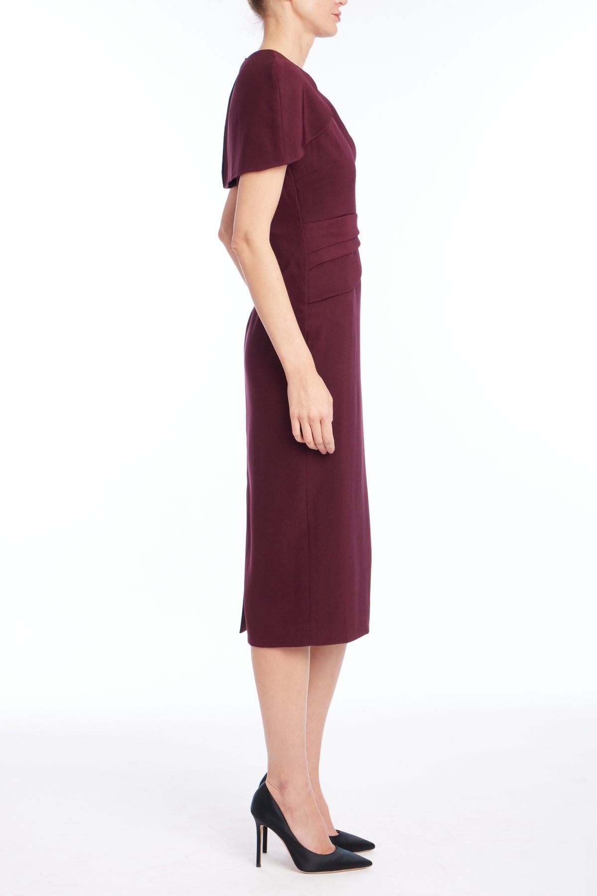 Wine | Loop Cape Cocktail Dress Side