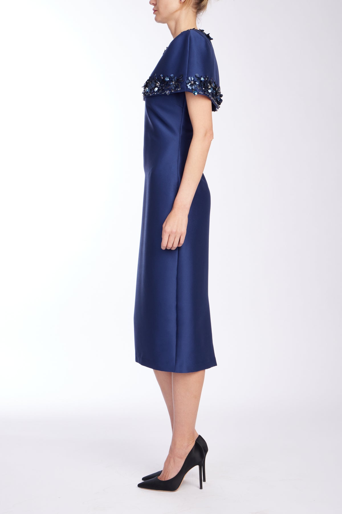 Admiral | Beaded Cape Cocktail Dress Side