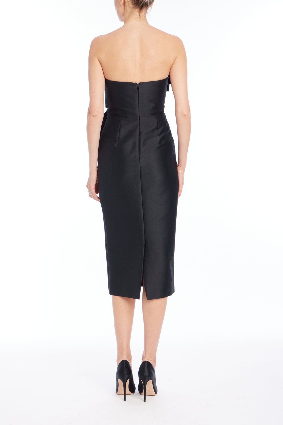 Black | Beaded Bow Front Cocktail Dress Back