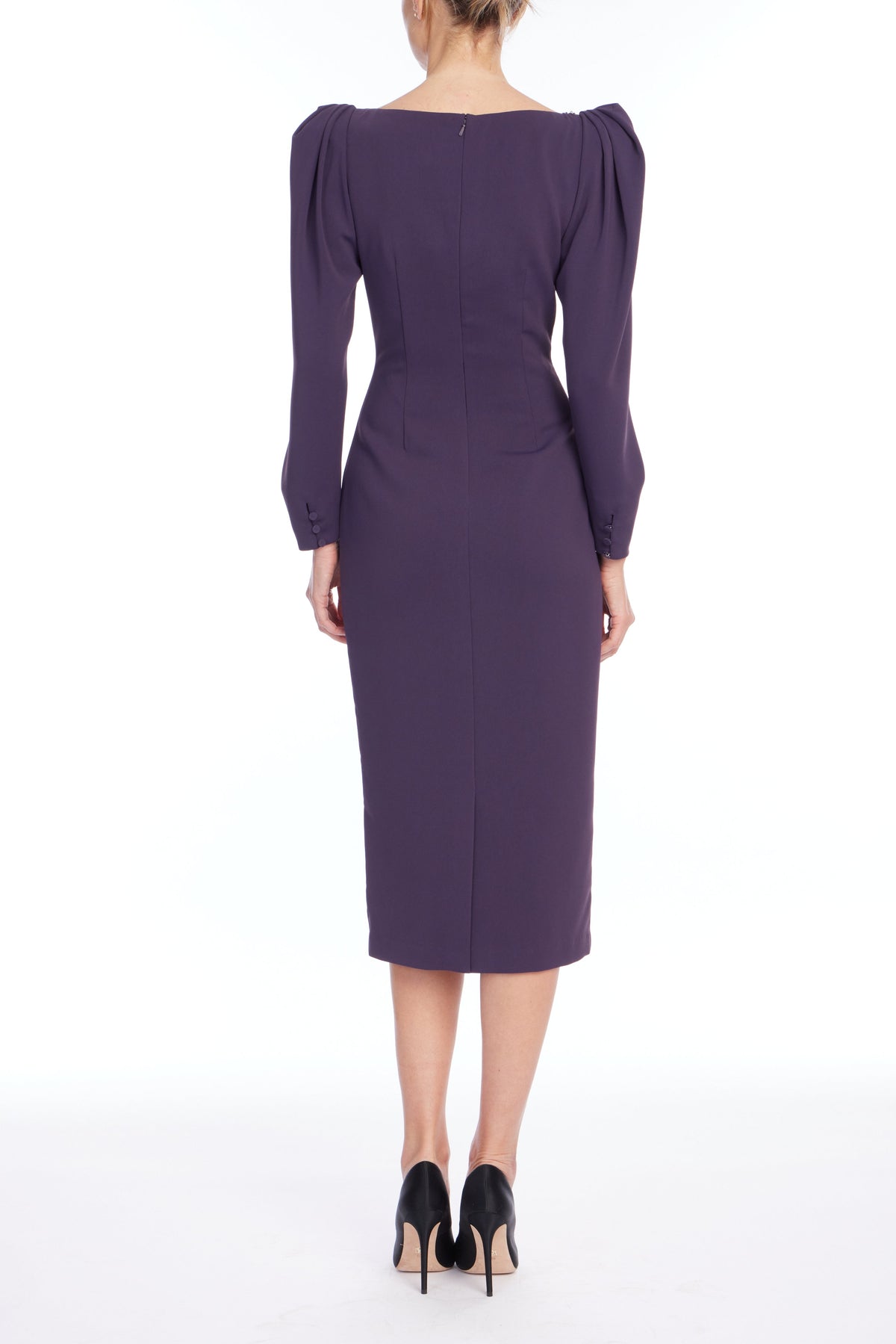 Plum | Beaded Yoke Sheath Cocktail Dress Back