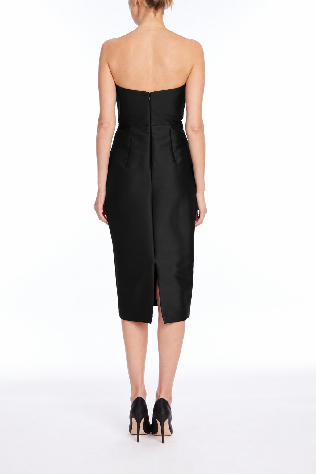 Black | Origami Fan Bodice Cocktail Dress Back