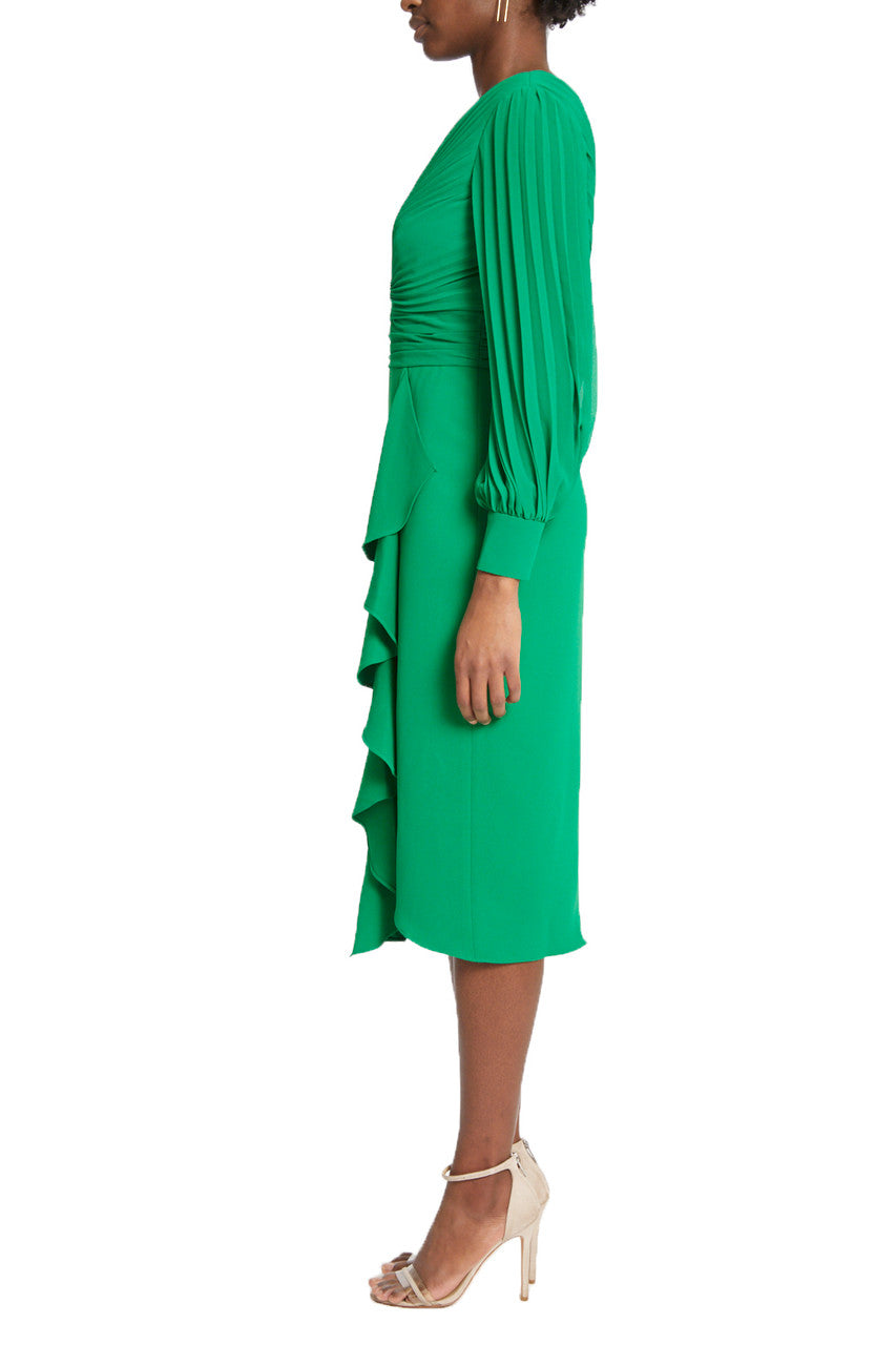 Palm Green | Wrap-Look Ruffle Day Dress
