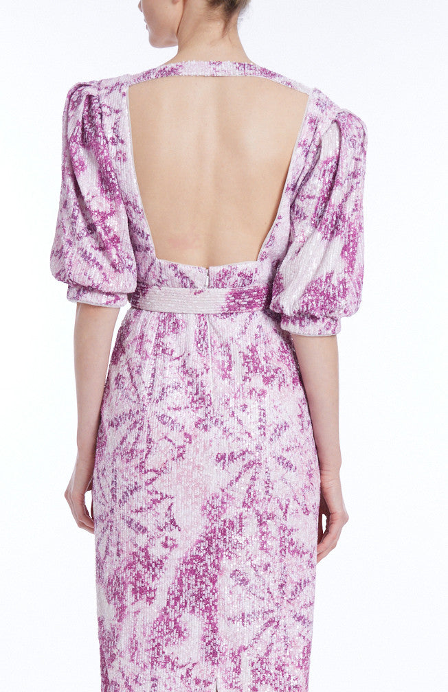 Rose Multi | Floral Sequin Midi Dress