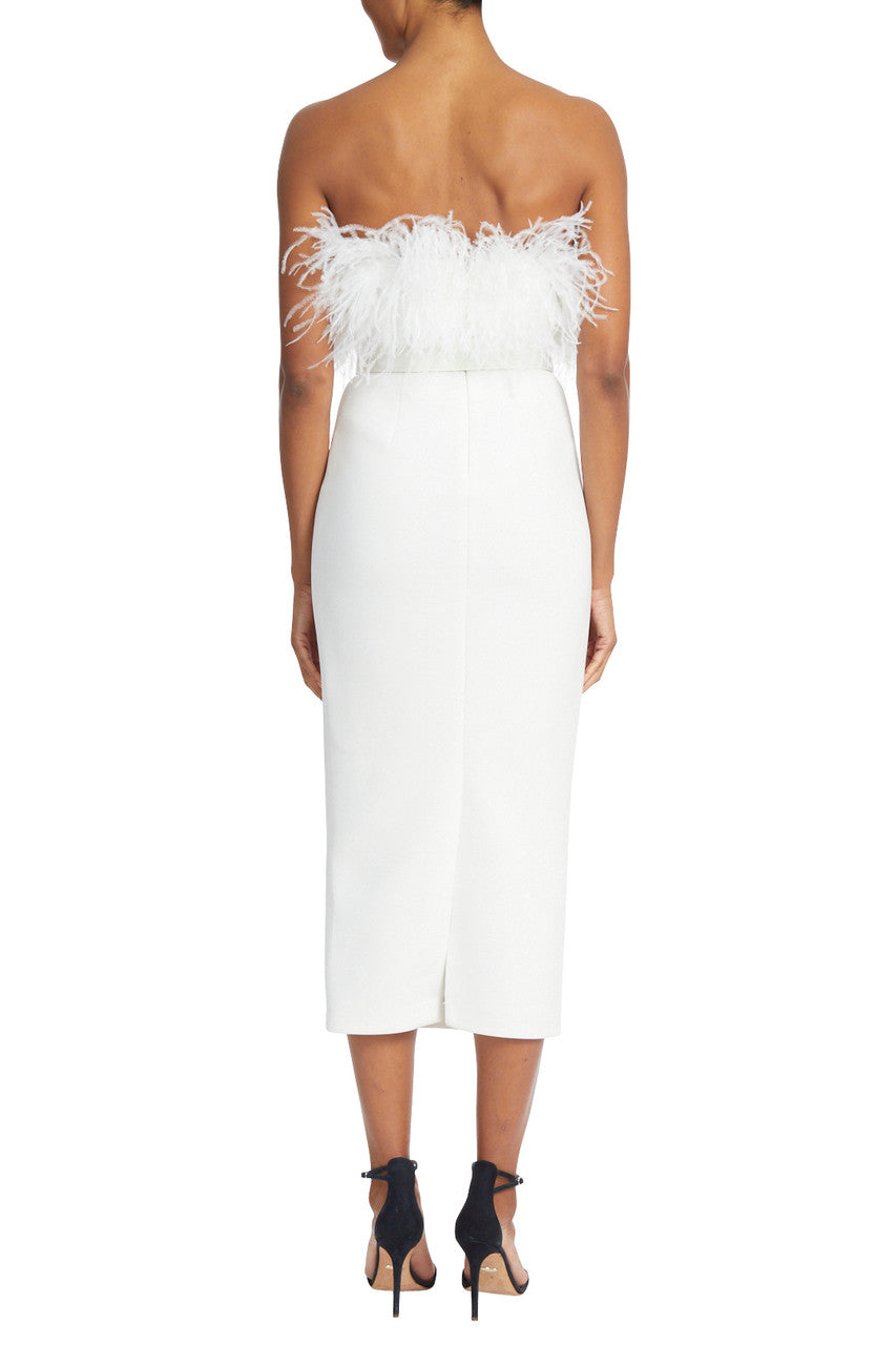 Ivory | Feather Belted Midi Dress