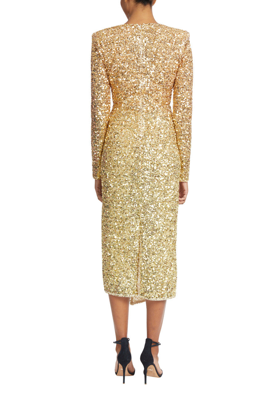 Gold Multi | Draped Sequin Cocktail Dress