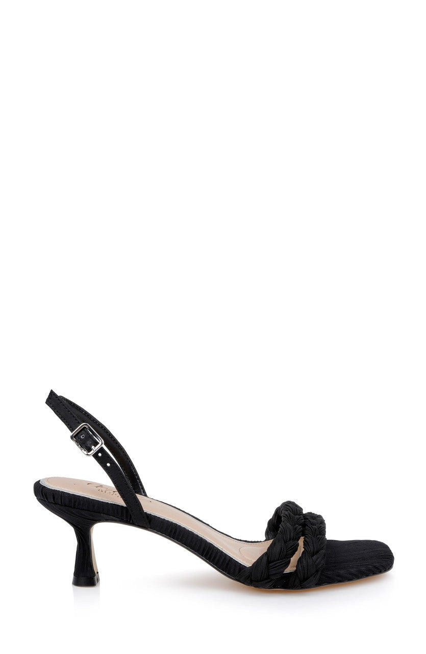 Black Fabric | Sharon Slingback Sandals Side