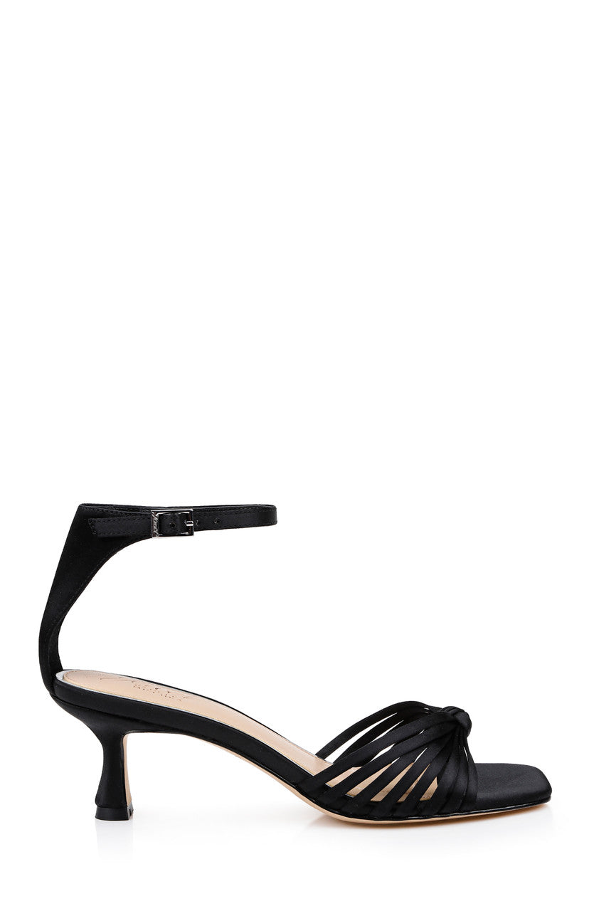 Black | Silvia Kitten Heel Sandals Side