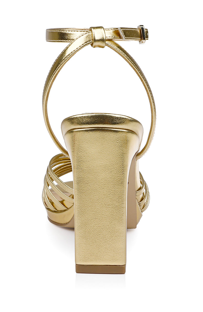 Gold Metallic | Skylar Peep Toe Platform Sandals Back
