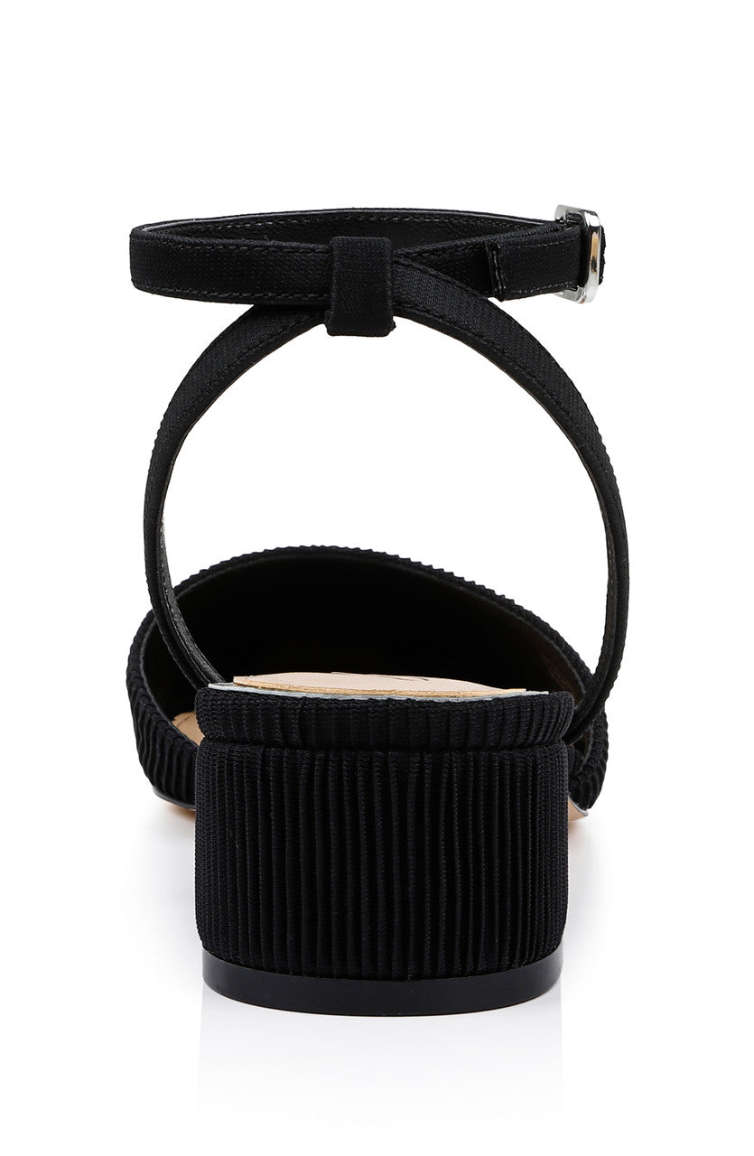 Black Fabric | Stacy Low Block d'Orsay Pumps Back