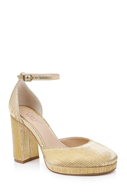 Gold Fabric | Stephanie Platform Pumps
