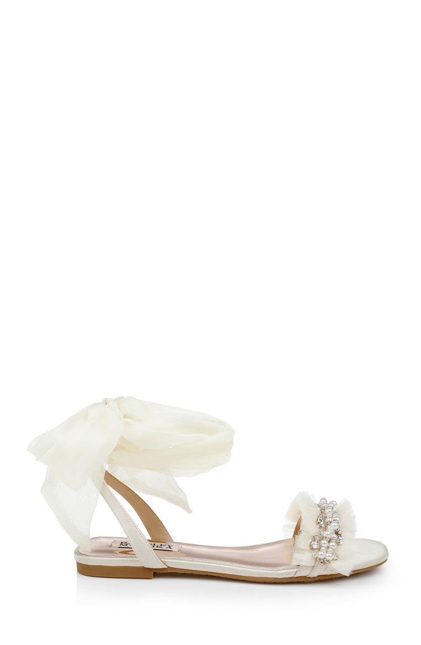 Ivory | Talia Flat Sandal With Chiffon