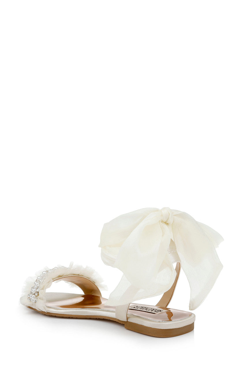 Ivory | Talia Flat Sandal With Chiffon